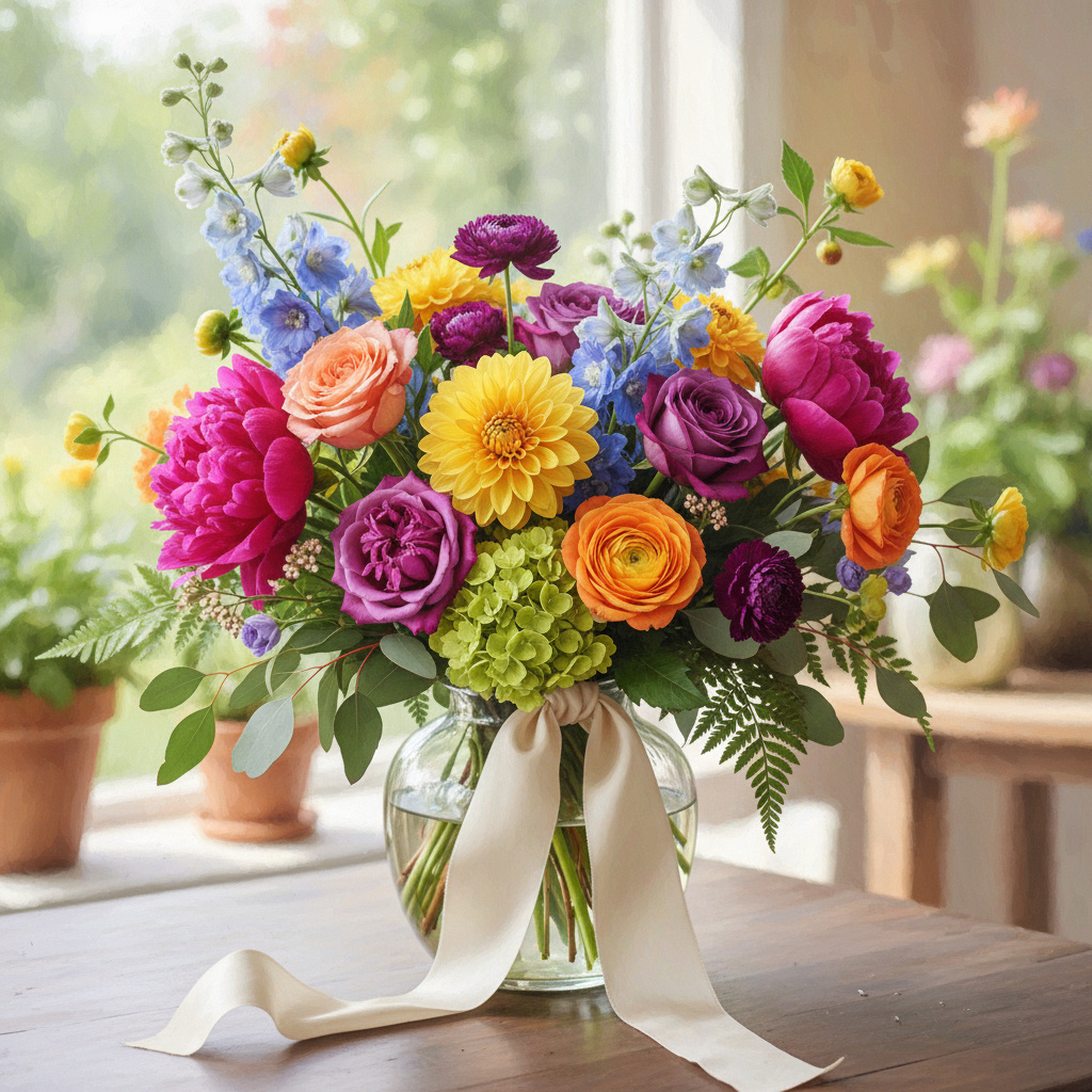 Vibrant bouquet of fresh, colorful flowers