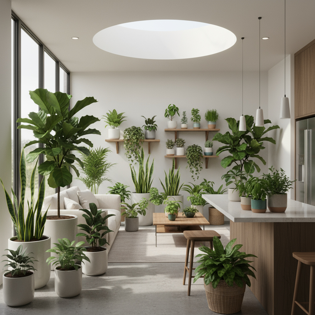 Assortment of healthy potted plants